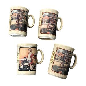 Watkins Almanac 1916 Calendar 1939 Made In England Vintage Ceramic Mugs Set of 4